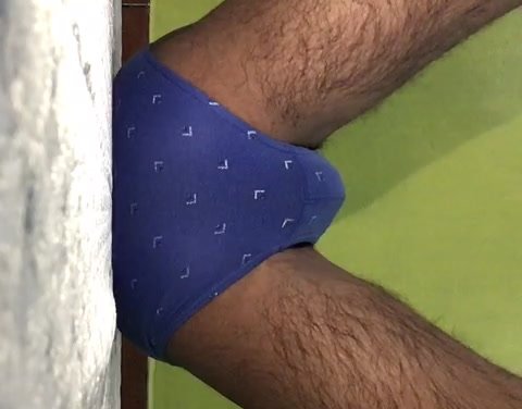 Farting in blue thong