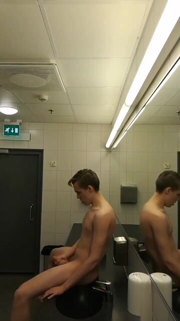Getting risky in public bathroom