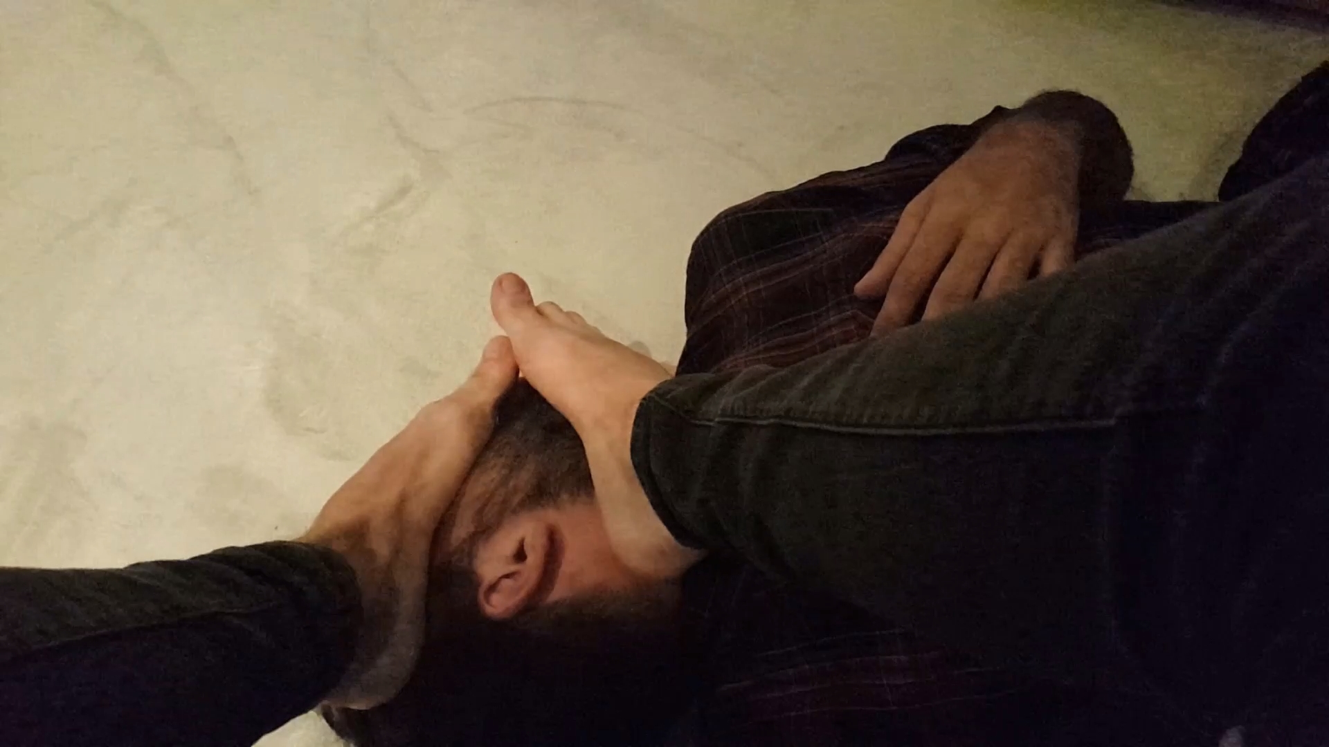 Russian young guy humiliates foot slave.