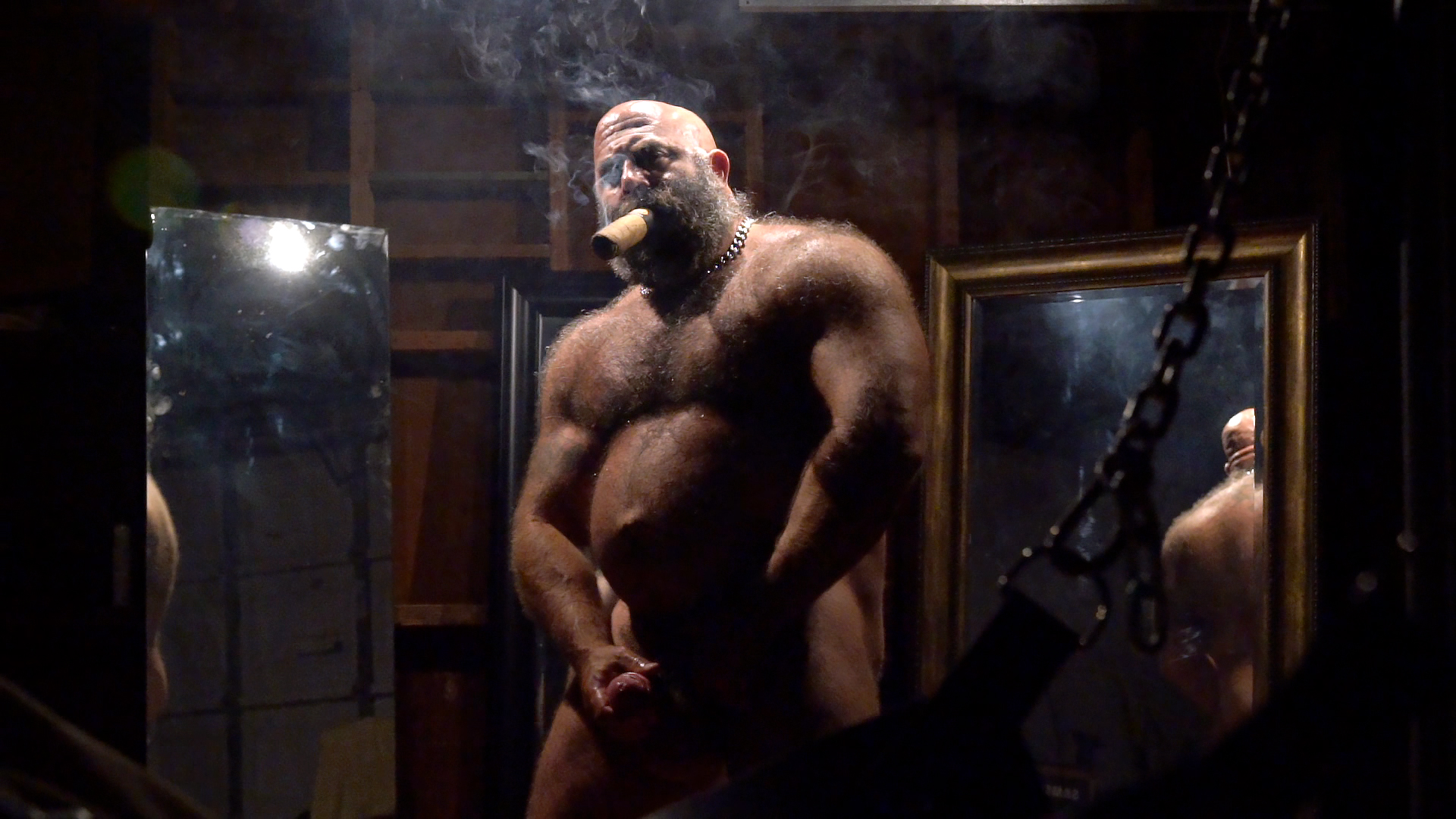 BULL BEAST SMOKING AND STROKING FAT THICK COCK