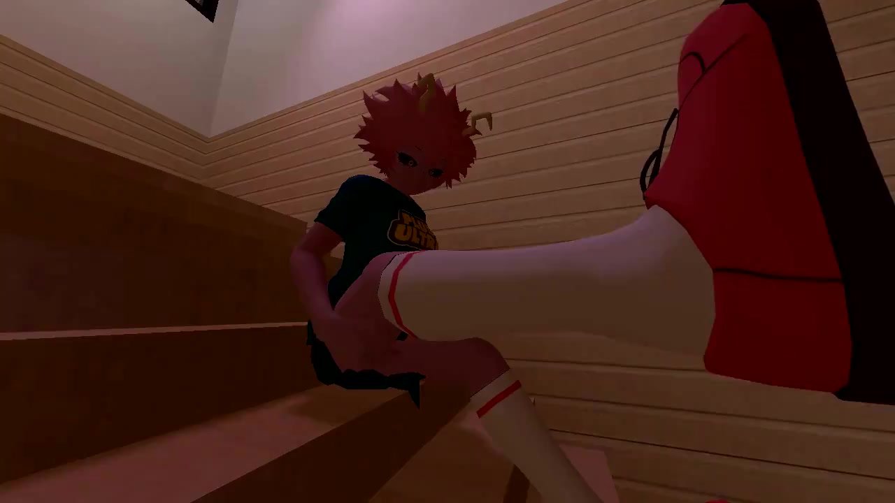 Mina farting on the stairs