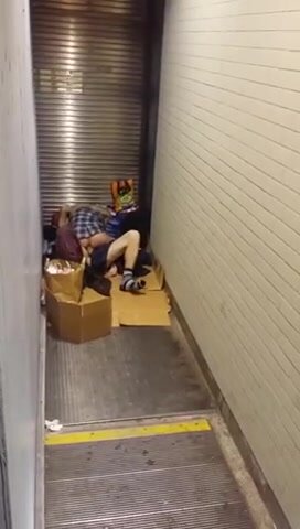 Homeless Couple Caught Fucking!