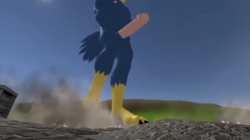 Falco grows huge and destroys the city