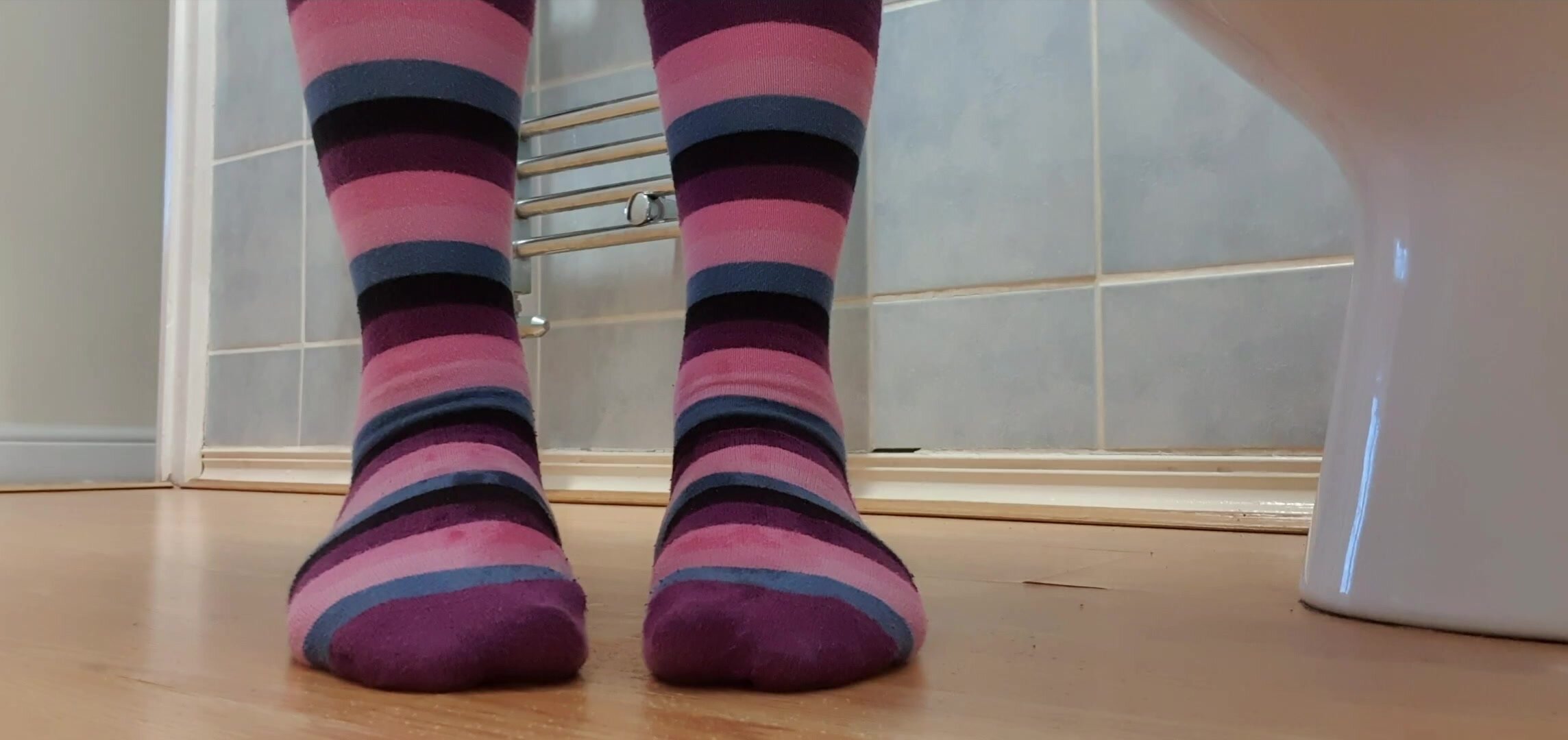 My stripy socks get wet