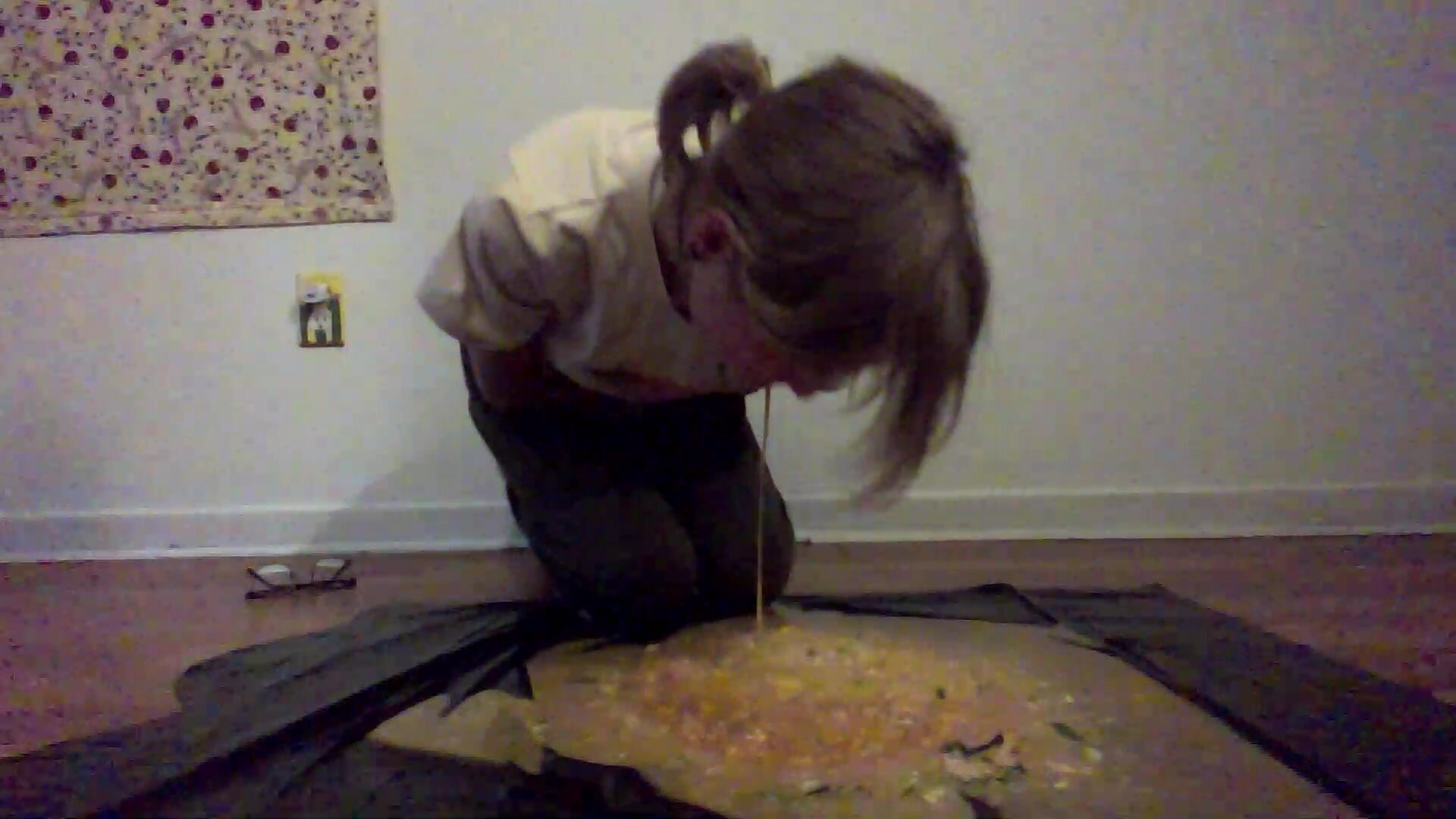 Girl vomits a mega ton on the floor