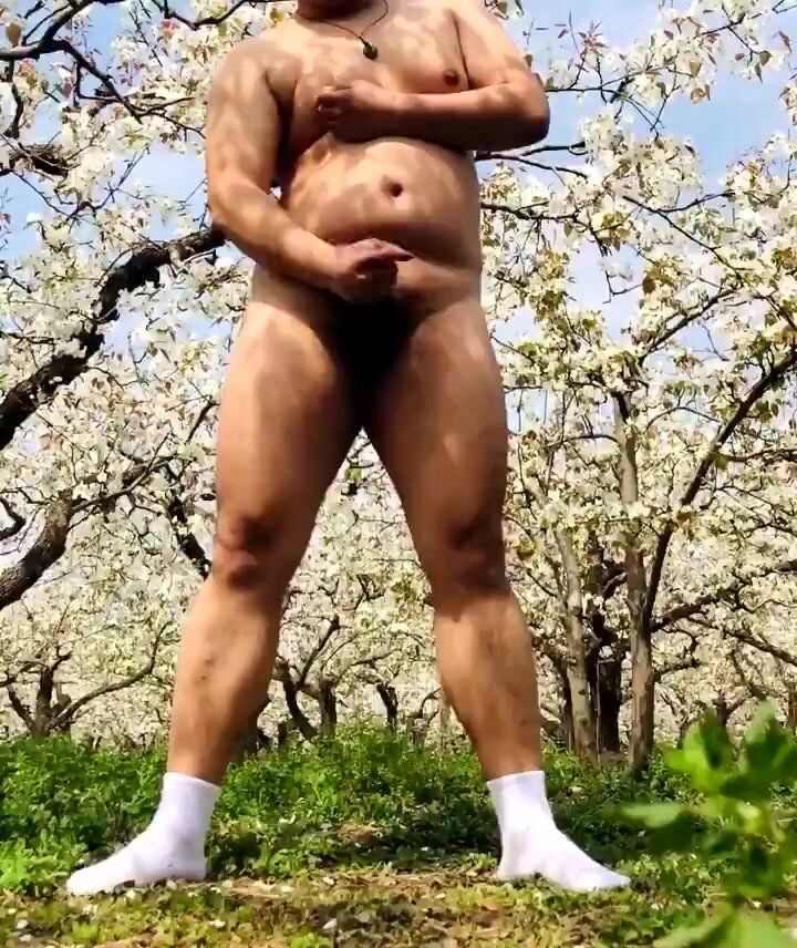japanese bear masturbate cum infront of tree