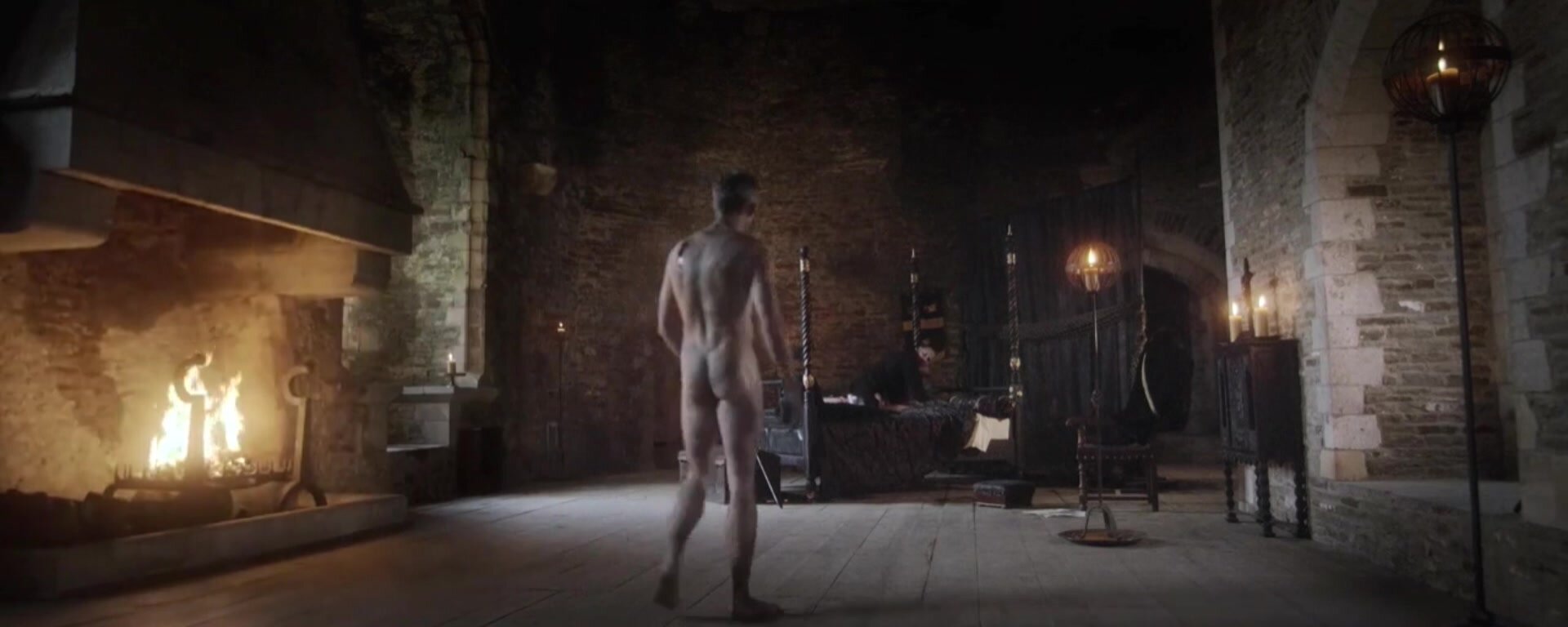 Movie Scene - Man walks naked through the castle