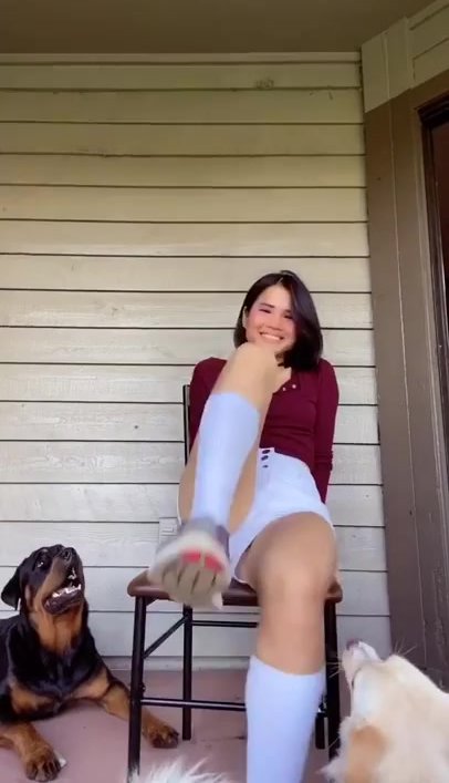 Girl lifts leg and farts