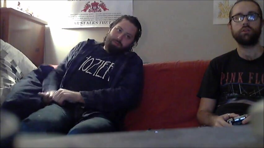 Playing with dick naked while friend is over