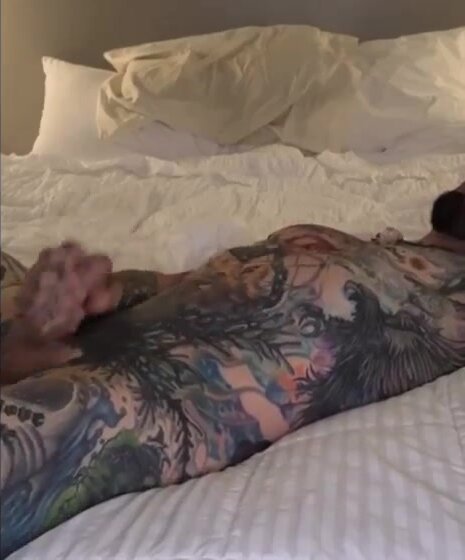 amazing nick on his bed naked with cum