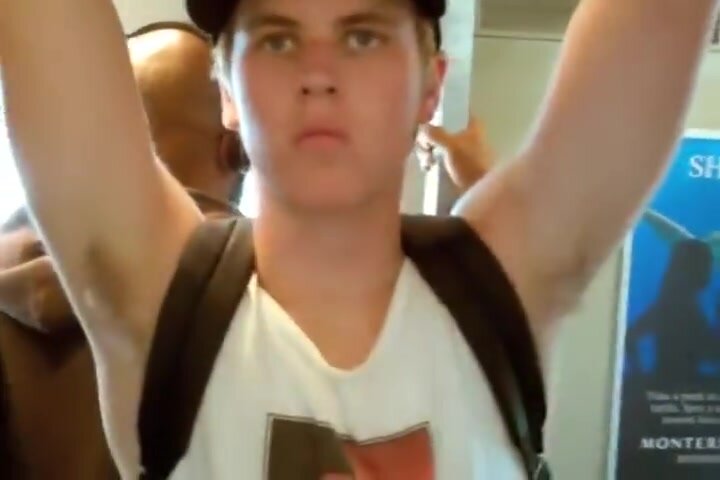 Blond guy got his armpit secretly filmed