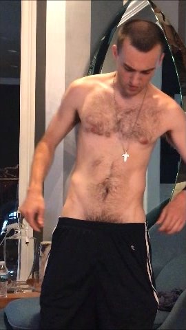 Sexy hairy guy showing his dick and asshole