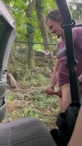 Dude Cums in Public on car door
