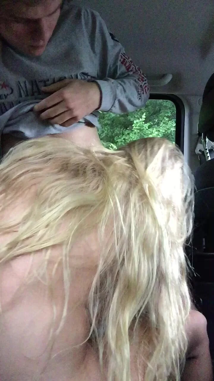 Blonde teen fucking on Backseat of her car