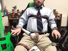 Tied to a Chair and ... to Cum while Wearing Suit