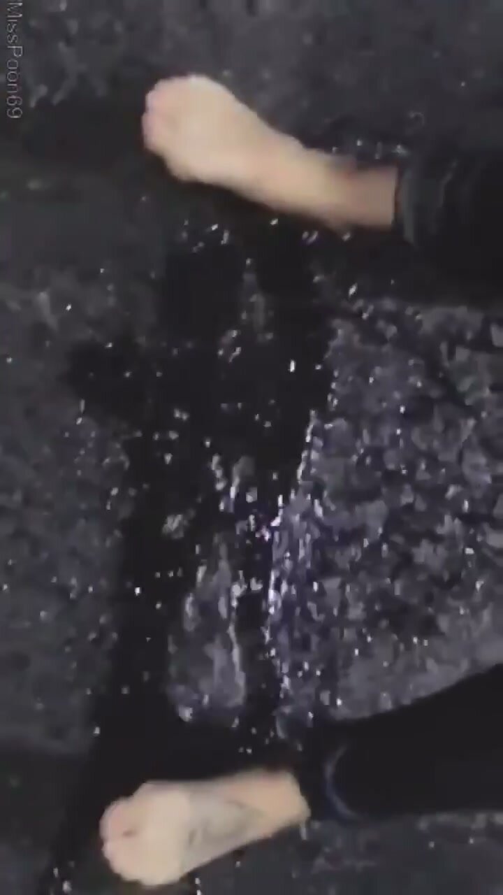 Girl wets herself in parking lot
