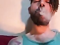 Stoned redneck high as a kite, smokes and has a wank