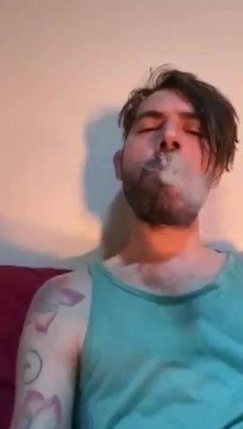Stoned redneck high as a kite, smokes and has a wank