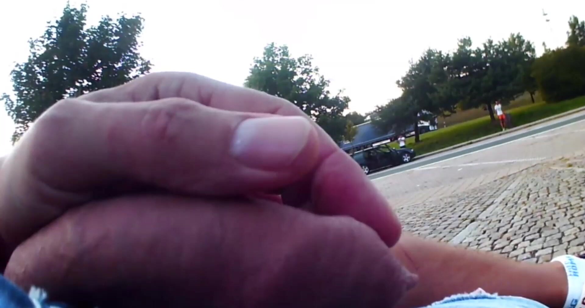 Uncut cock out in public