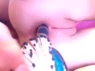 teen anal hairbrush with gape - clean but nice