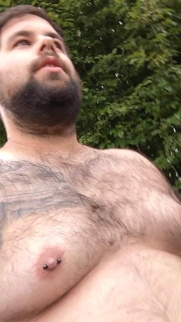 Fat guy outdoor in underwear part2
