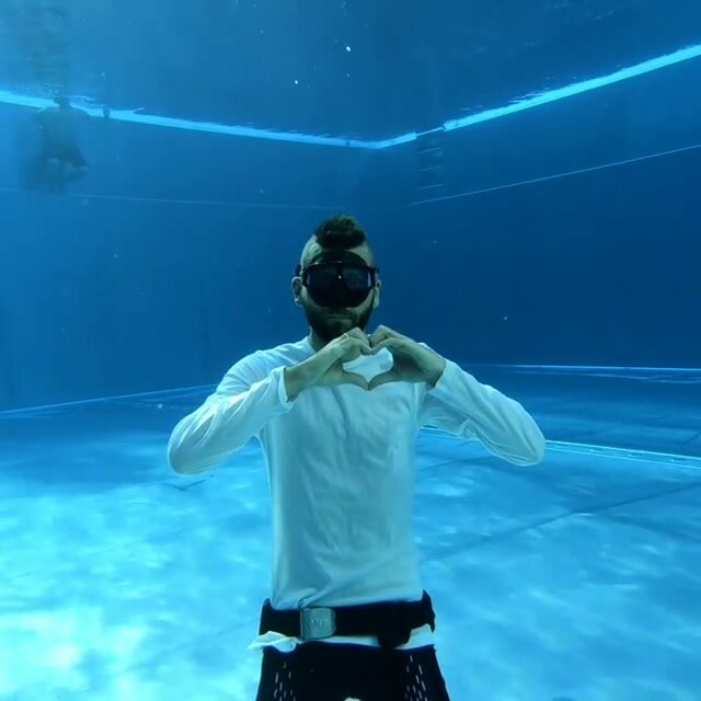 Underwater clothed breathold in pool