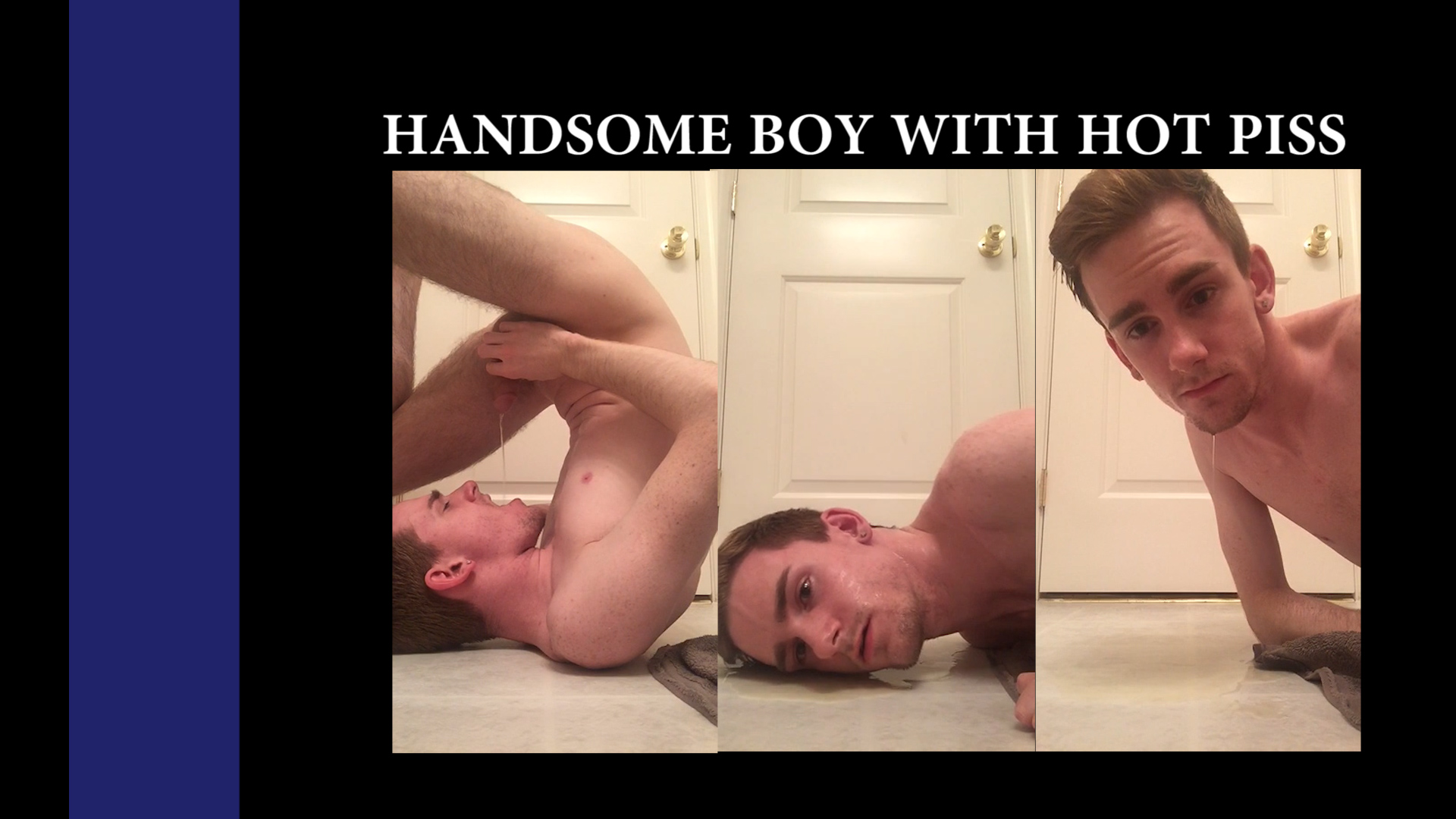 Handsome guy piss in his own mouth