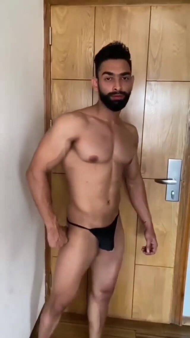 India bodybuilder in sexy thong