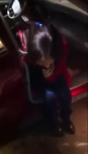 NICE GIRL IS GOING TO PUKE outside the car