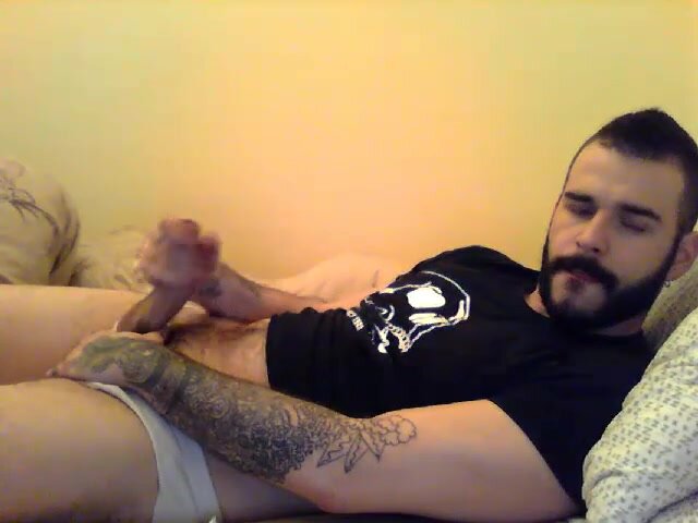 Hot inked Greek uncut man jerking