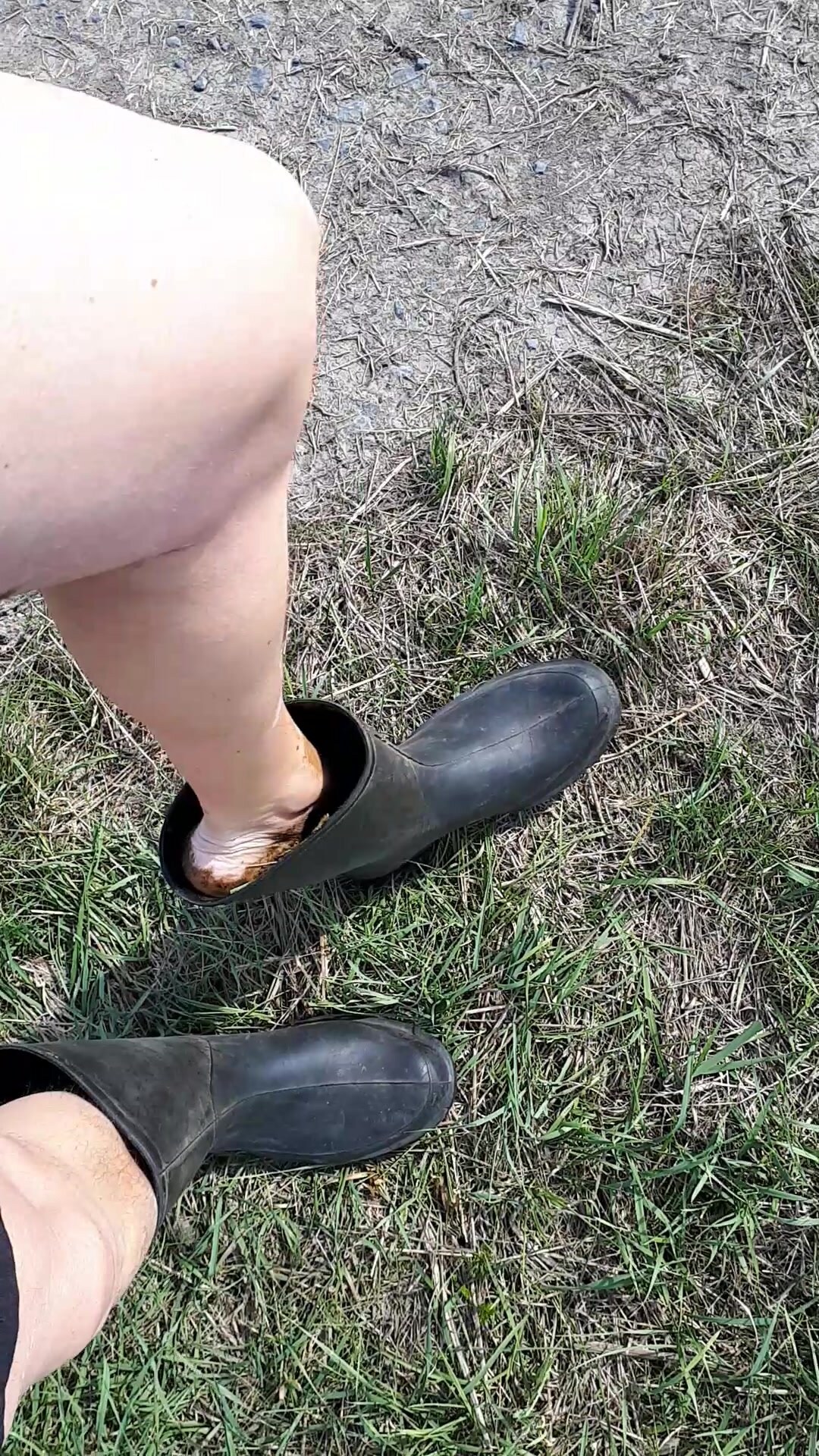 Walking in my cowshit filled rubber boots