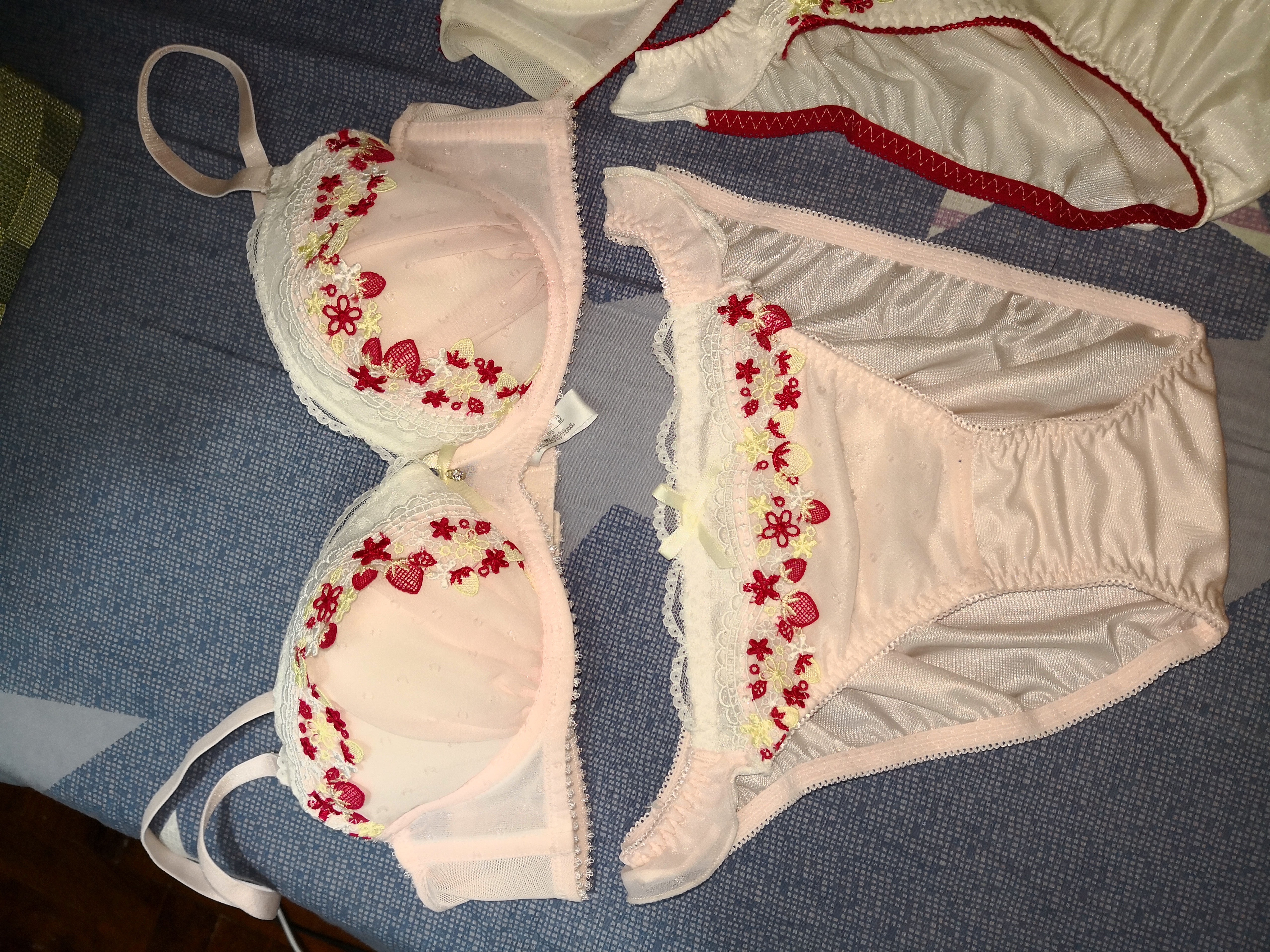 New lovely pink cherry pattern panty is ready to play!