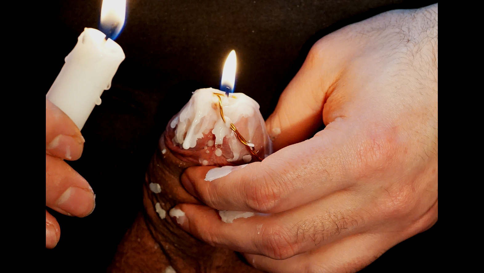 cock candle burning CBT, pouring wax in urethra making