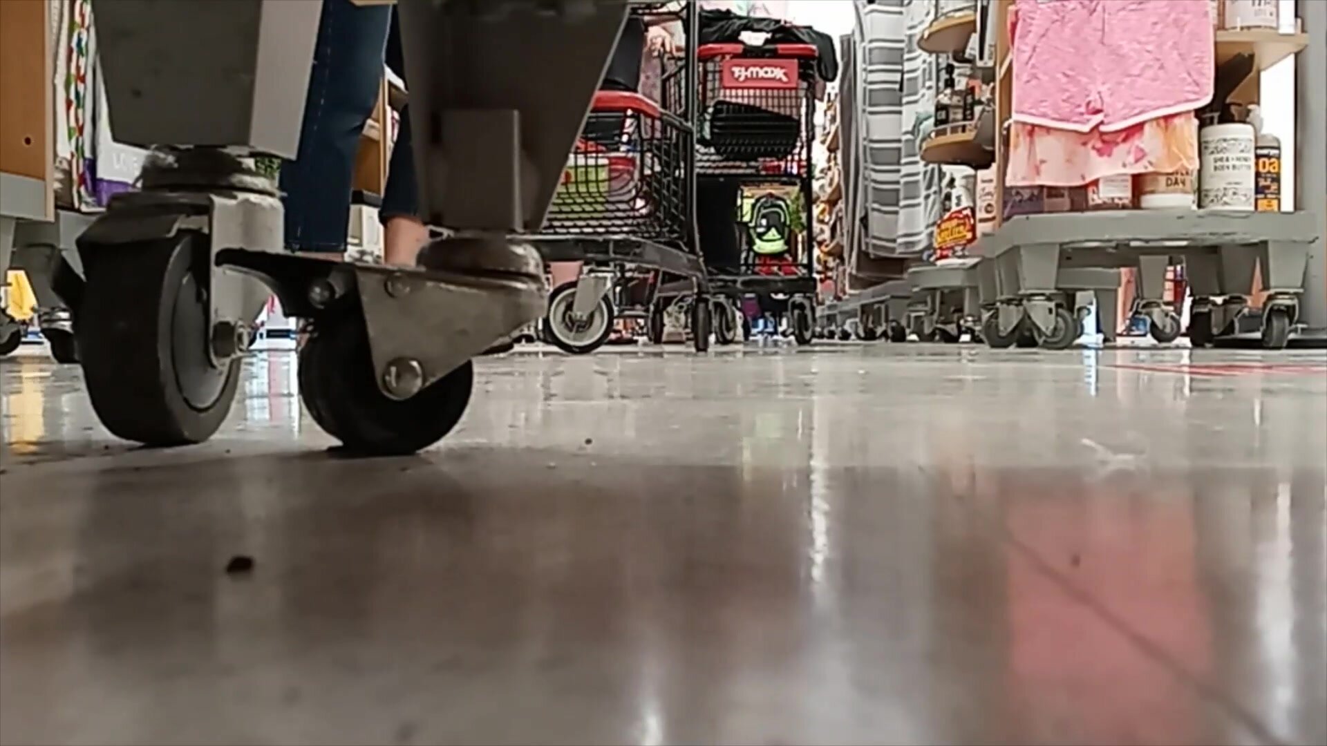 Candid feet in store