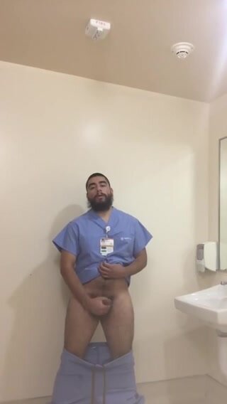 Male Nurse Wanks & Cums At Work!