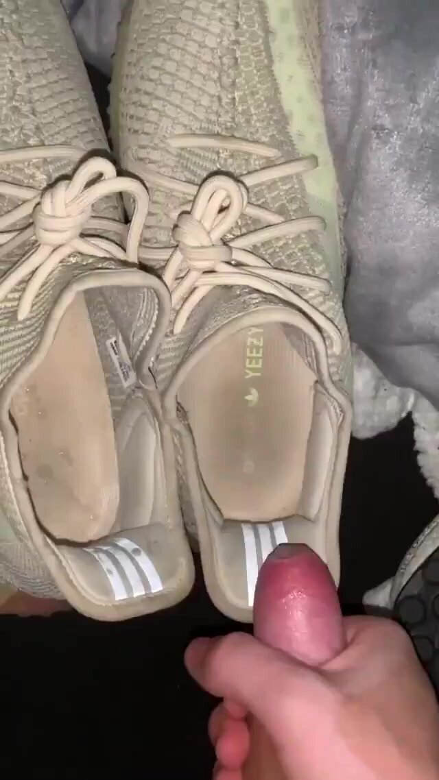 cumming on pair of yeezy\