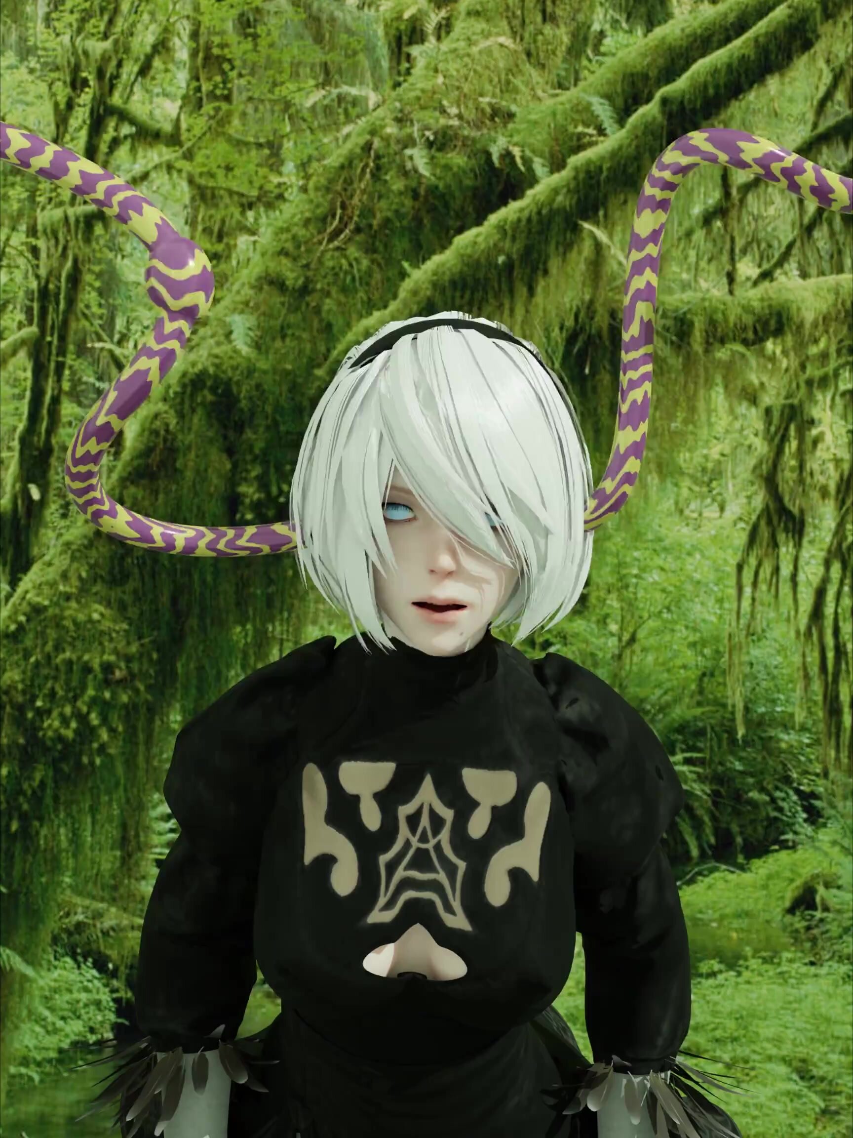 2B getting ear fucked by tentacles