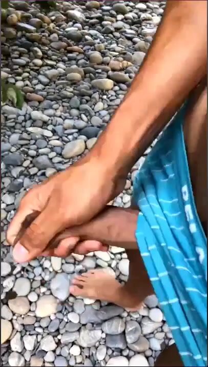 Nude adventure at the river (risk to get caught)