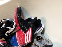 Pissing on used sneakers