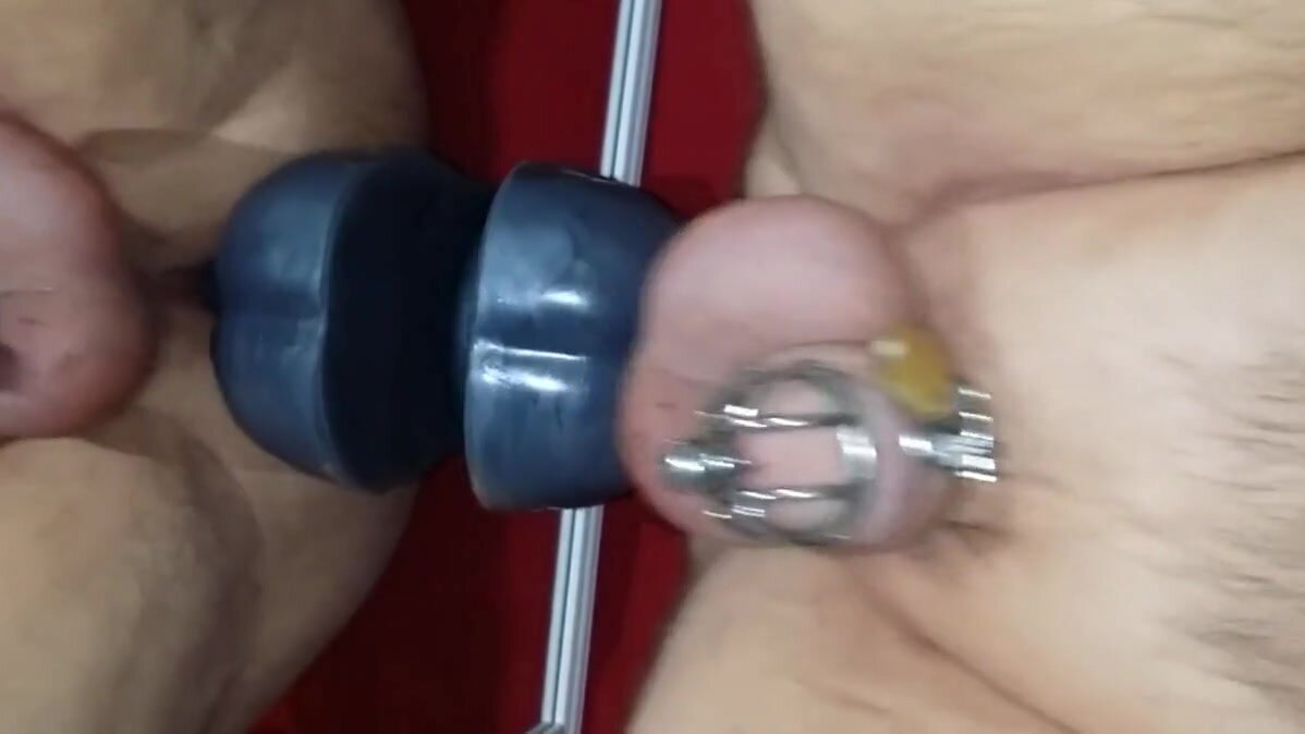 Prostate milking with HUGE dildo in Chastity till orgasm - video 2