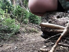 Peeing from a log