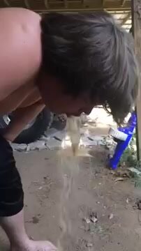 Guy Vomits On Himself And Others