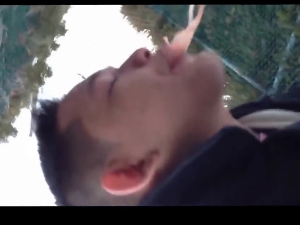 Cute Asian Guy Pukes in the Snow