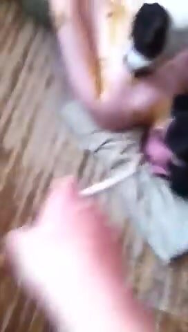 Guy hogtied and licked/tickled