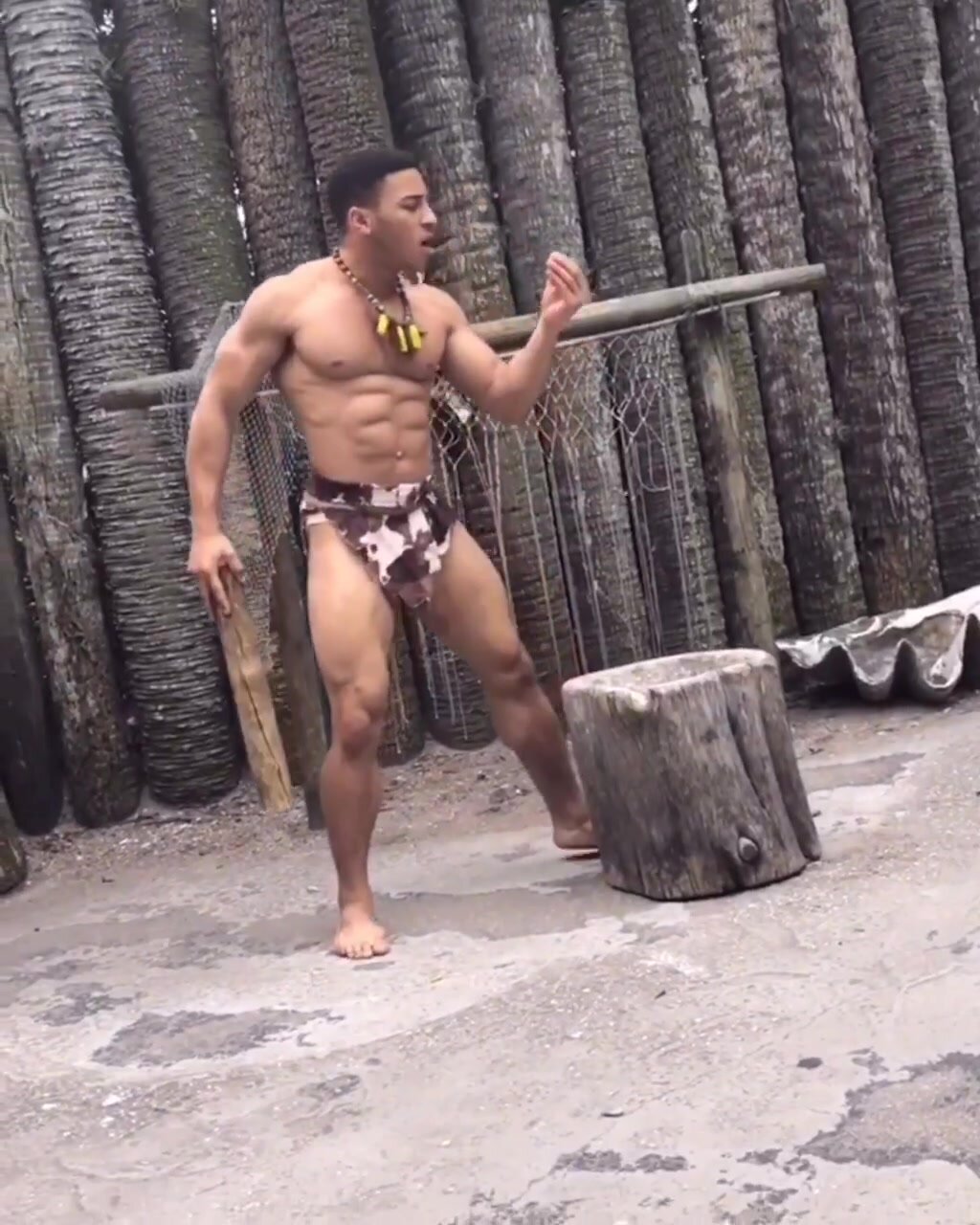Sexy muscular cave man