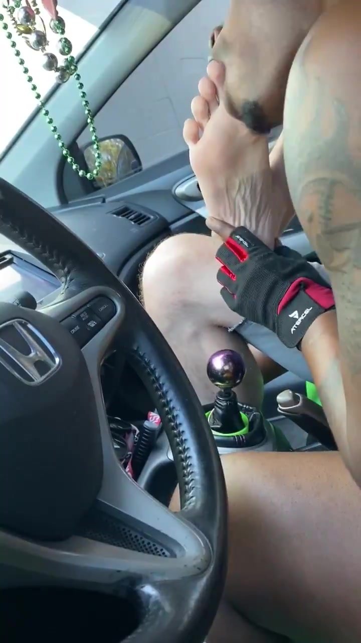 gay male foot worship in car