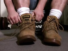 Foreman Mike’s Beat Up Work Boots, Sweaty Socks & Feet