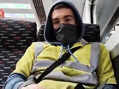 Jerking on a public train and cumming