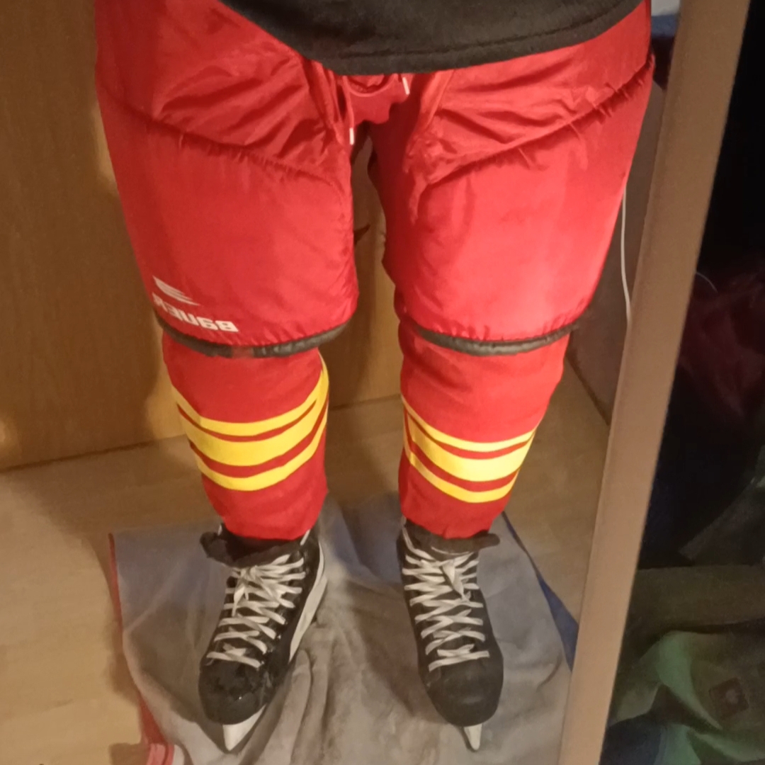 Piss in my complete ice hockey gear at home