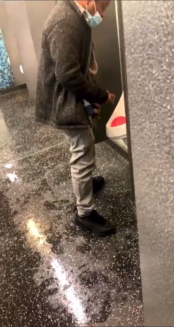 BBC Unleashes His Cum At Urinal!